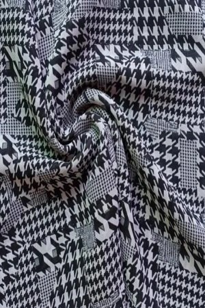 Printed Square Hijab Black Geometric