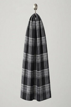 Printed Square Scarf Black Check